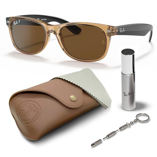 Ray-Ban RB2132 NEW WAYFARER BICOLOR Square Shaped Sunglasses for Men & Women with Official RAYBAN Eyewear Kit