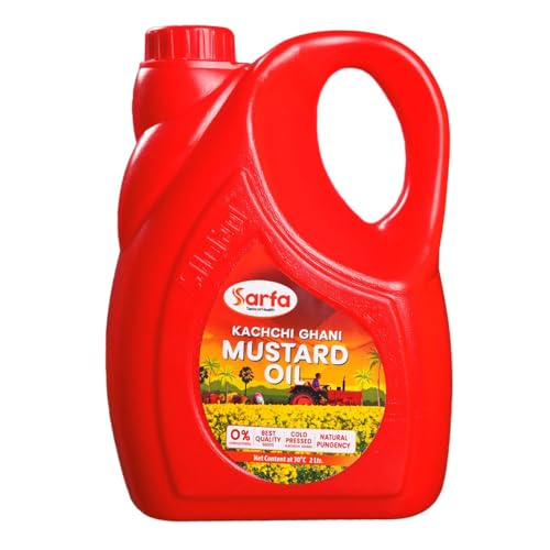 Image of Sarfa 2L Jar Kachi Ghani Cold Pressed Mustard Oil | Pure, Chemical-Free, and Rich in Heart-Healthy MUFA & PUFA | Zero Cholesterol, with a Rich Aroma and Flavor | Ideal for Cooking and Pickles
