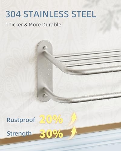 RUACQ-18-Inch-Towel-Racks-for-Bathroom-Wall-Mounted-Brushed-Nickel-2-Tier-Towel-Shelf-with-Towel-Bar-Hotel-Style-Towel-Rack-with-Shelf-304-Stainless-Steel-Towel-Storage-for-Lavatory