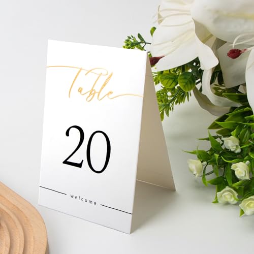 ADAPTIC GROUP® Table Number Cards 1-20 | Gold Embossed Numbers fo...