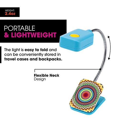 WITHit French Bull Clip On Book Light – Mosaic Zig – Square LED Reading Light for Books and eBooks, Reduced Glare, Portable and Lightweight, Cute Bookmark Light for Kids and Adults, Batteries Included - Thumbnail 3