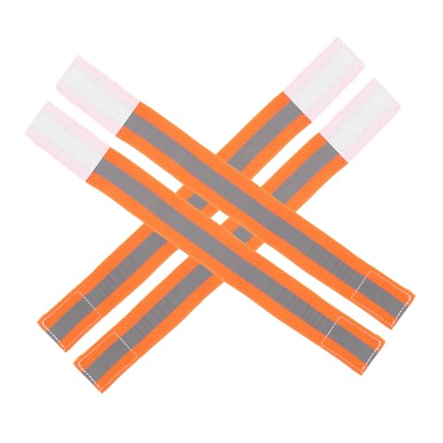 ifundom 4pcs Adjustable Reflective Leg Straps and Arm Bands for Cycling Running and Walking Enhanced Night Visibility Gear with High Brightness Reflective Material