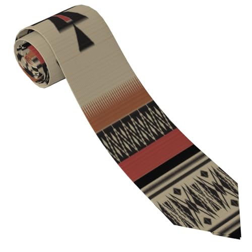 Native Tribal Woven Pattern In Browns, Black, Rust Men'S Classic Silk Smooth Tie, Suitable For Pairing With Formal Occasions3