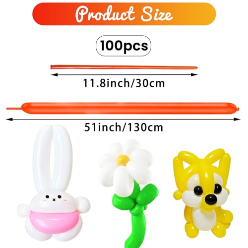 Image of 100Pcs Color 260 Balloons, Long Balloon for Tying Balloon Arch, Multicolor Long Skinny Balloons for Twisting Ballons Animal balloons Birthday Party Wedding Festival Decorations