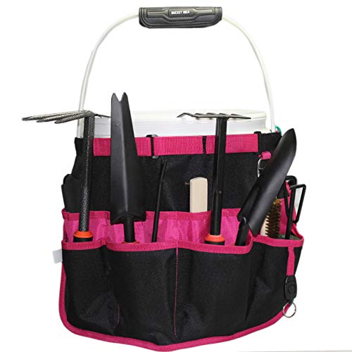 Bucket Idea Bucket Tool Organizer for Garden Tools Fit 3.5 to 5 Gallon Bucket (Pink and Green)