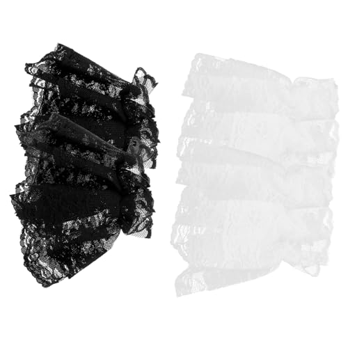 NOLITOY 2Pairs Short Lace Gloves for Women Elegant Accessories with Floral Lace Hand Sleeves for All Occasions
