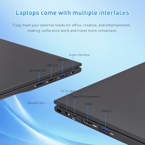 16 Inch Laptop 32GB RAM 1TB NVMe SSD Quad-Core Processor Up to 3.7GHz 1200P IPS Display USB-C Full Function Fingerprint Login Backlit Keyboard WiFi 6 Lightweight Black Laptop - Image 5