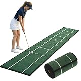 GWAEPU Golf Putting Matte: Putting Alignment Matte 280x28cm mit Linienführung für Putting Training Minigolf für Zuhause Indoor Golf Matte Büro Home Practice für Golfer Männer