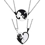 🐈 【Diseño único】 Yin y Yang se originaron en la cultura taoísta china. La cultura Yin y Yang significa que usted y su pareja son inseparables. La forma de gato le da un toque agradable a este collar.