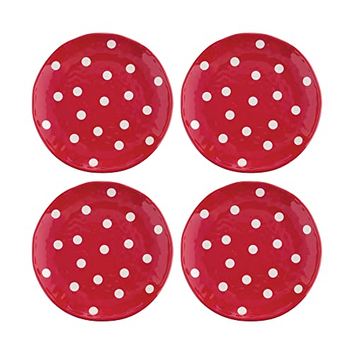 Upware 4-Piece 6 Inch Melamine Dessert Plates Appetizer Dinner Plates Small Serving Plates Party Plates Round Plate For Dessert Snack Fruit Side Dishes (Red Polka Dot) #TOP20