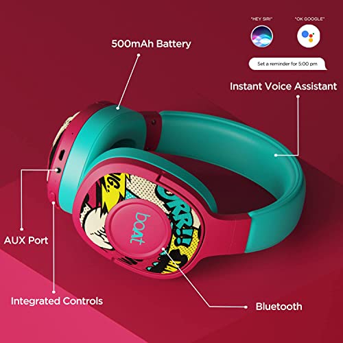 Image of boAt Rockerz 558 Bluetooth Wireless Over Ear Headphones with Mic Upto 20 Hours Playback, 50MM Drivers, Soft Padded Ear Cushions and Physical Noise Isolation(Maroon Maverick)