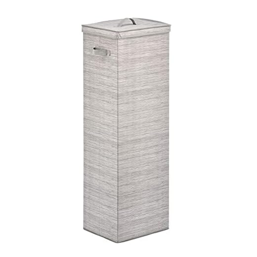 mDesign Tall Gift-Wrapping Paper Storage Box with Handles, Holder for Christmas and Holiday Organizer Container - Removable Lid for Rolls of Wrap, Inside Closet Storage Totes, Stripe, Taupe/Tan