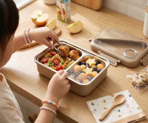 Image of Modern Stainless Steel Tiffin Box with Compartments | Leakproof Lunch Container | BPA-Free Bento Box for Office, School & Picnic Use (Premium Lunch Box)