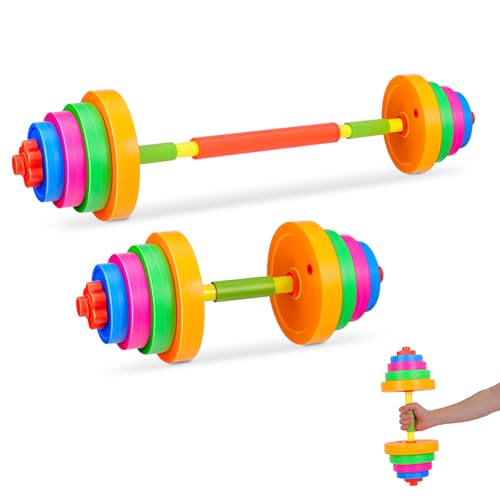 Gogogmee Mancuernas Infantiles Ajustables de Plástico para Ejercicio y Barra Ligera Portátil para Pesas Pequeñas para Coordinación y Entrenamiento Casa