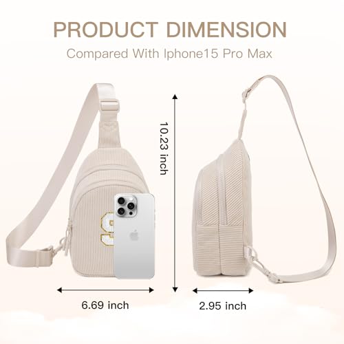 Image of Viverte Small Corduroy Sling Bag Initial Crossbody Bag Fanny Pack for Girls Personalized Birthday Gifts for Teen Girls Gifts