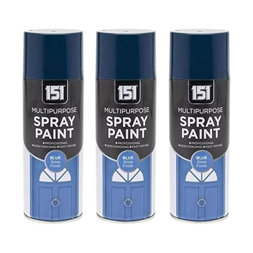 YSAMAX 151 Multi- Purpose Spray Paint Blue, Durable And Gloss Finish, Aerosol Form, Quick Drying Formula, Long Lasting, Versatile Uses, 400ML, (3PCS)