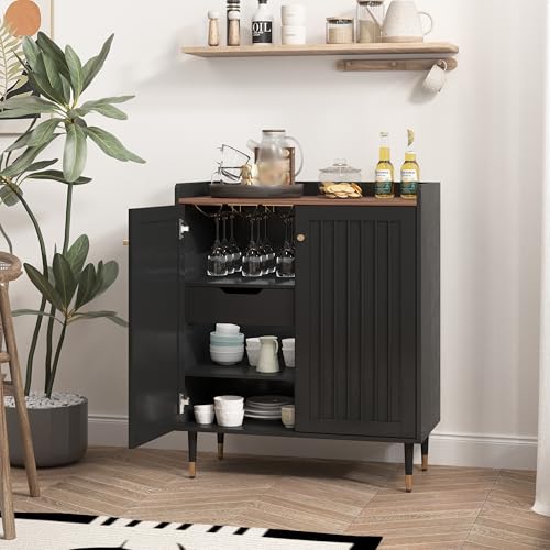 Coffee Bar Cabinet with Wine Racks and Drawer