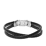 Fossil Herren Armband Leather Essentials mehrsträngig Leder schwarz, JF03684040
