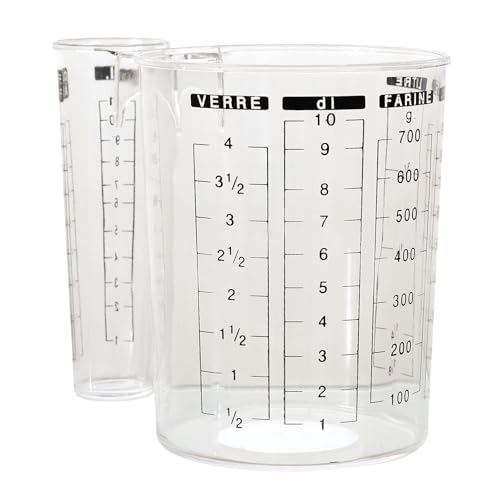 LILY COOK, KP0072, Verre doseur en Plastique Transparent, Ergonomique et précis pour mesurer liquides et Solides, Facile à Nettoyer, capacité 189 cl,...
