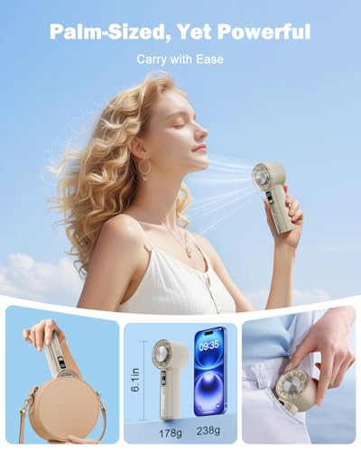 Image of AMACOOL Handheld Fan with Ice Cooler, Mini Portable Fan Rechargeable, 18Hrs Cooling, 0-100 Adjustable Speed, Small Yet Powerful, Personal Hand Fans for Travel, Beach, Outdoor, Makeup, Gifts for Women