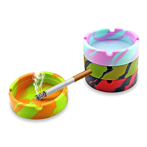 4PCS Ne cassera pas-Cendrier en Silicone Cigarettes Cendrier Coupe,Newness Cendrier de table Moderne en Silicone pour Utilisation intérieure ou Extérieure