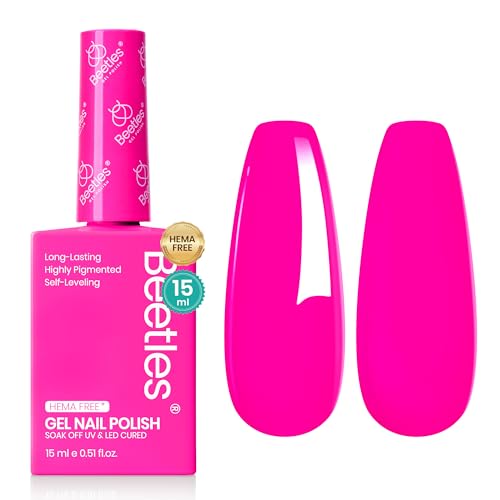 Image of Beetles Neon Pink Gel Nail Polish - Neon Whispers Hema Free Gel Polish, Vibrant Pink Color Matching Bottles Long-Lasting Manicure Gift for Women 0.5Oz