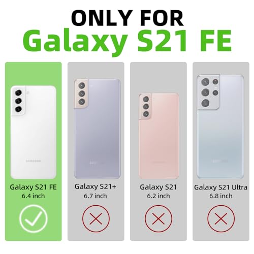 Image of for Samsung Galaxy S21 FE Case for Women Gradual Change Glitter Crystal Soft TPU Stylish Butterfly Floral Heart Clear Protective Cover with Strap for Samsung S21 FE (Purple)