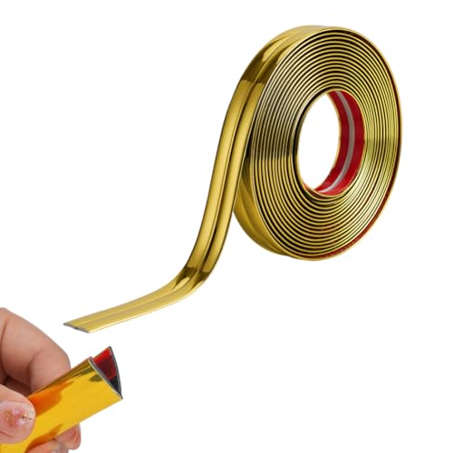 Peel and stick molding, Corner, Flexible Self Adhesive Wall for Windows, Tables & Corners, Inside & Outside Guard(2cm/Bright Gold)