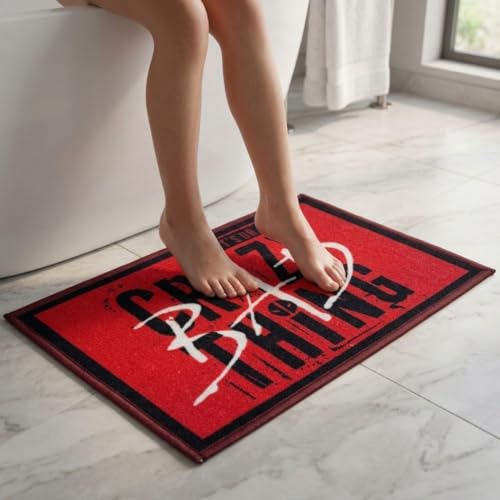 Image of Athom Living Premium Anti Slip Printed Kids Bathmat, Durable Nylon Fabric, Soft Texture, Easy to Clean, Stylish Home Decor Mat for Doorway & Kids Room, 37x57 cm, Multicolor (Maverl- Crazy Bad Things)