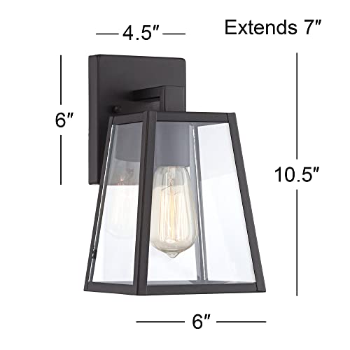 John Timberland Arrington Modern Industrial Outdoor Wall Light Fixture Mystic Black Steel 10 3/4\" Clear Glass Panel for Exterior House Porch Patio Outside Deck Garage Front Door Garden Home - Thumbnail 4