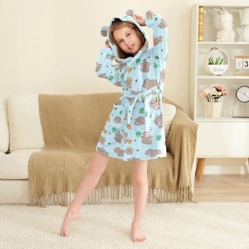 Wusikd Hippopotamus kids' Bath Sleepcoat Cartoon Plush Bath Towls Toddler for Boys Girls M4