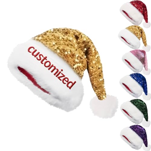 Generisch Custom Weihnachten Pailletten Santa Hut, Personalisierte...
