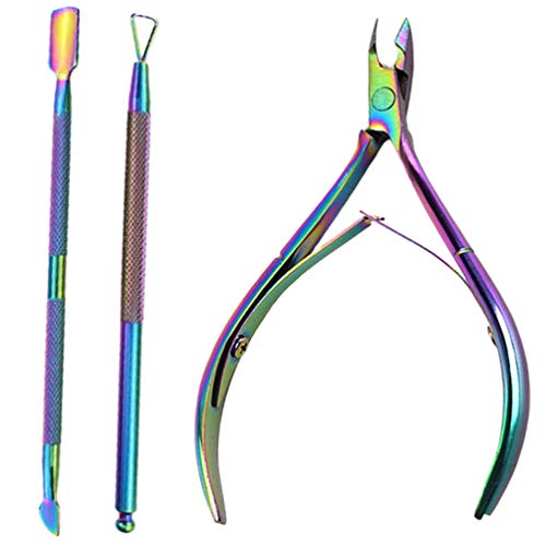 Alicate de cutícula PretyzOOM 3 peças de empurrador de cutículas de aço inoxidável profissional para
