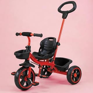 Lifelong Trike Cycle for Kids 2-5 Years - Baby Bicycle for Boys & Girls with 3 EVA Wheels, Basket & Parental Control - 30 kg Capacity (Red & Black)