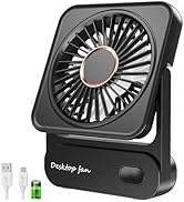 AXFEE Ventilateur Silencieux Puissant, Mini Portable Ventilateur, 3 Vitesse Petit Ventilo Table À Angle Réglable Pour La Chambre, Bureau, Domair,Cuisine(Rotation 360°,Alimenté Par USB