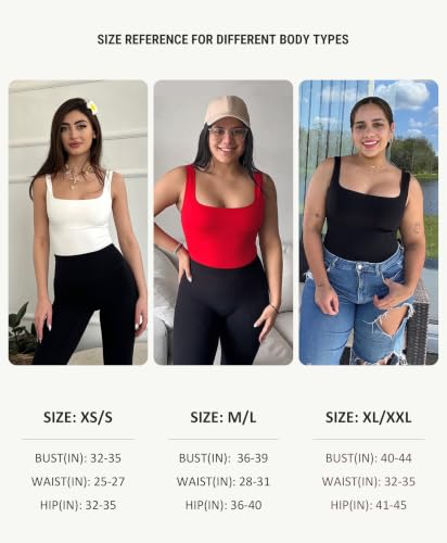 Image of FeelinGirl Bodysuit Seamless Square Neck Tummy Control Shapewear Bodysuit