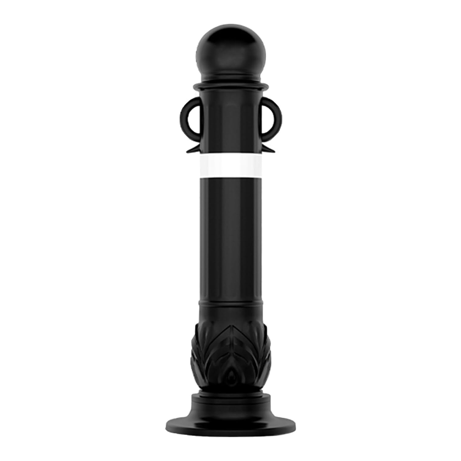 SGKOMN Reflective Safety Bollard Parking Post - Portable Traffic Control Driveway Barrier, Black Delineator with Reflective Collar for Construction Events, Black(1pcs)
