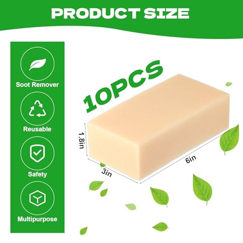 Image of 10 Pcs Reusable Soot Eraser Sponge for Dry Cleaning Soot Eraser Sponge Effective Soot Remover for Pet Hair, Dust, and Dirt on Painted Walls, Books, and Car Interiors
