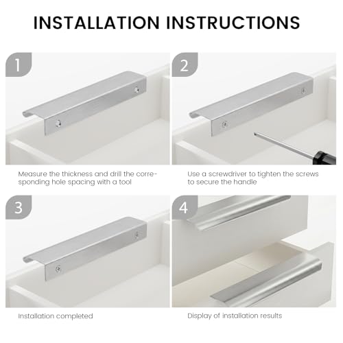 Image of Goldenwarm 6 Pack Brushed Nickel Cabinet Pulls 6-1 /4 Inch Finger Pulls for Cabinets Edge Pulls Silver Kitchen Hardware for Dresser Drawers,Aluminum Alloy
