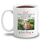 Personalized Dog Pet Frame Photo Coffee Cup 11 15 Oz, Thanks For Putting Up And Picking It Up Too Mug, Custom Dog Name Picture Mug Gift For Dog Dad Dog Mom Dog Pet Lover, Dog Lover White Ceramic Mug