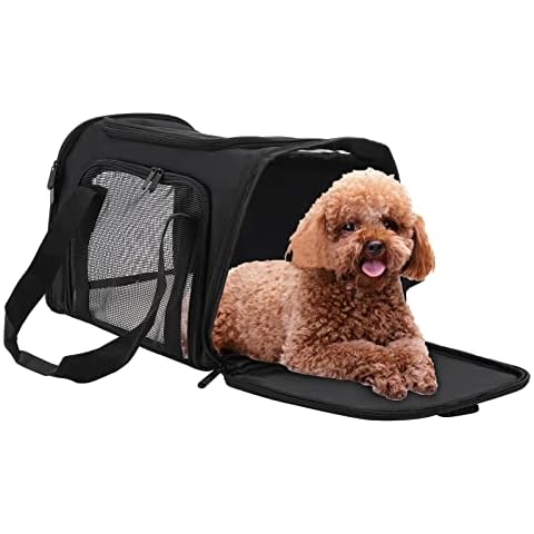 Hacaroa Soft Sided Pet Carrier with 3 Mesh Window Airline Approved Pet Carrier Portable Dog Carrier Cat Carrier Collapsible Pet Travel Carrier for Small Medium Dogs, Cats, Puppies, Car Seat Safe Black Cover
