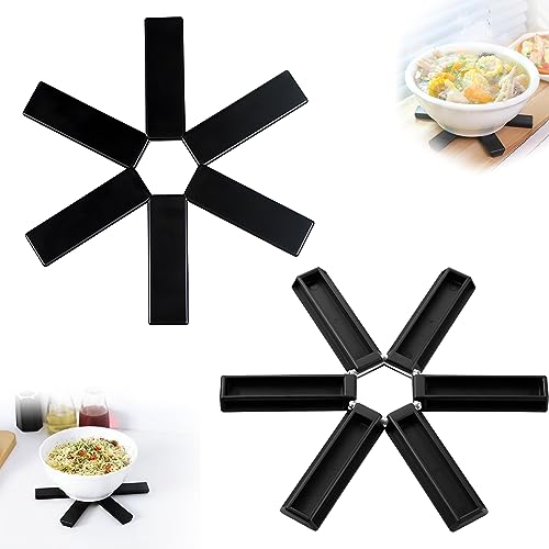KMZ 2pcs Foldable Trivet Non-Slip Pot Mat Folding Heat Insulation Pad Trivets Hot Pot Stand Table Mats Kitchen Placemat for Hot Pans, Cup, Dishes