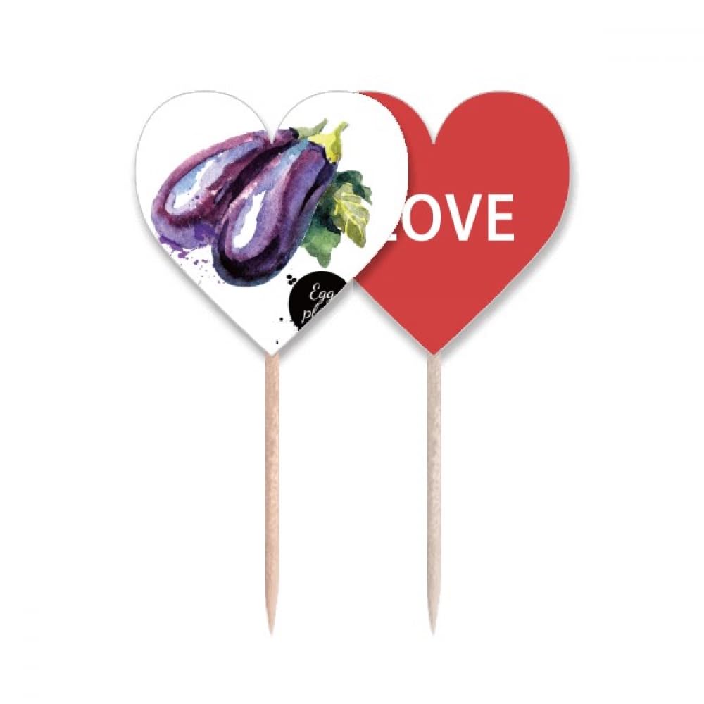Cure-dents en forme de cœur aubergine pique apéritif bois légumes