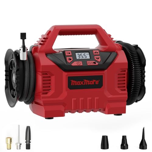 MaxMore Portable Tire Inflator/deflator Compatible with Milwaukee 18V Battery (Tool Only) 160 PSI High Pressure Cordless Air Compressor Pump Digital Gauge Auto Shut-Off LED Light for Car Bike
