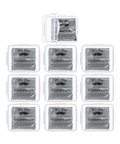 Image of Mr. Pen- Kneaded Erasers, 10 Pack | Gray Moldable Art Erasers with Storage Cases, Soft Kneadable Erasers for Charcoal, Graphite, Pencil & Pastel Drawing