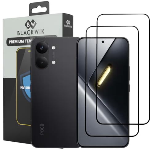 Image of Blackwik Premium Tempered Glass Screen Protector for Poco X8 Pro Max with Edge-To-Edge Protector Coverage | Easy Installation Kit (Black) (Pack Of 2)