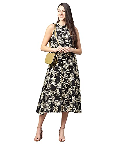 Image of Yash Gallery Women's primium Fabric Printed Midi Dress for Women & Girls