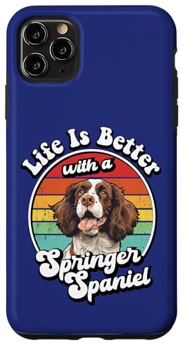 Vintage Retro Life Is Better With A Springer Spaniel Lover �X�}�z�P�[�X iPhone 11 Pro Max �p