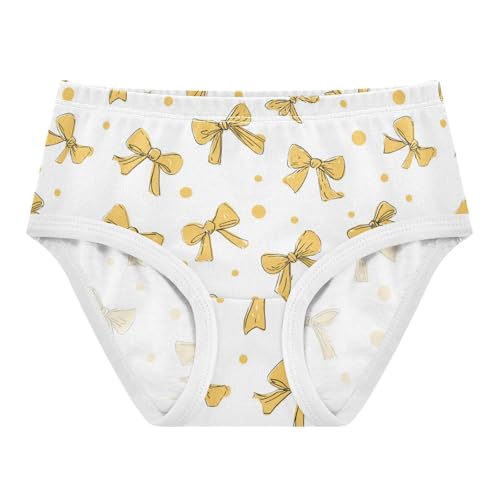 Wusikd Yellow Bows Dots Girls' Underwear Cotton Girls Briefs Soft Toddler Underwear 2T