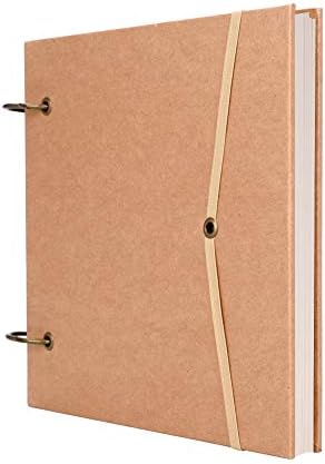 Square Plain Kraft Notebook Artist Hardcover Sketchbook Ring Binder Blank Paper Journal Memo Pad Acid Free Drawing Notepad 80 Pages Sketch Book for Drawing Sketching Writing Scrawling